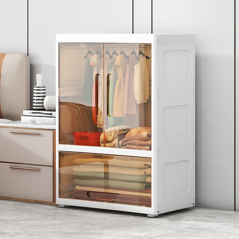 Contemporary Style Plastic Armoire Cabinet Bedroom Youth Armoire with wheels