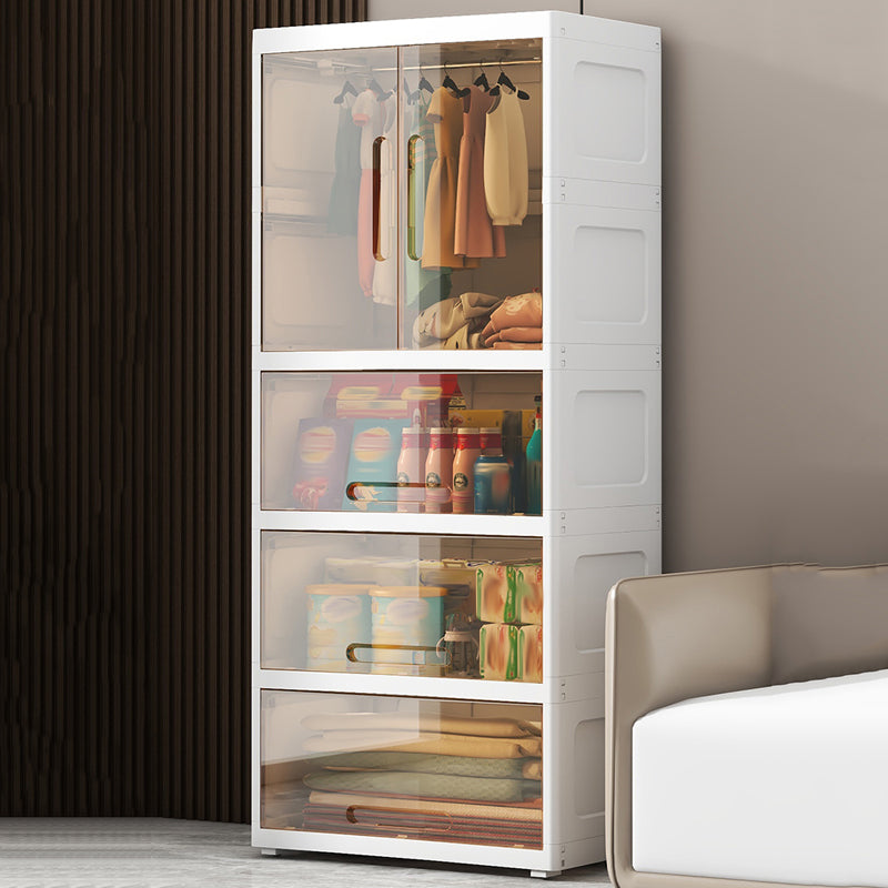 Contemporary Style Plastic Armoire Cabinet Bedroom Youth Armoire with wheels