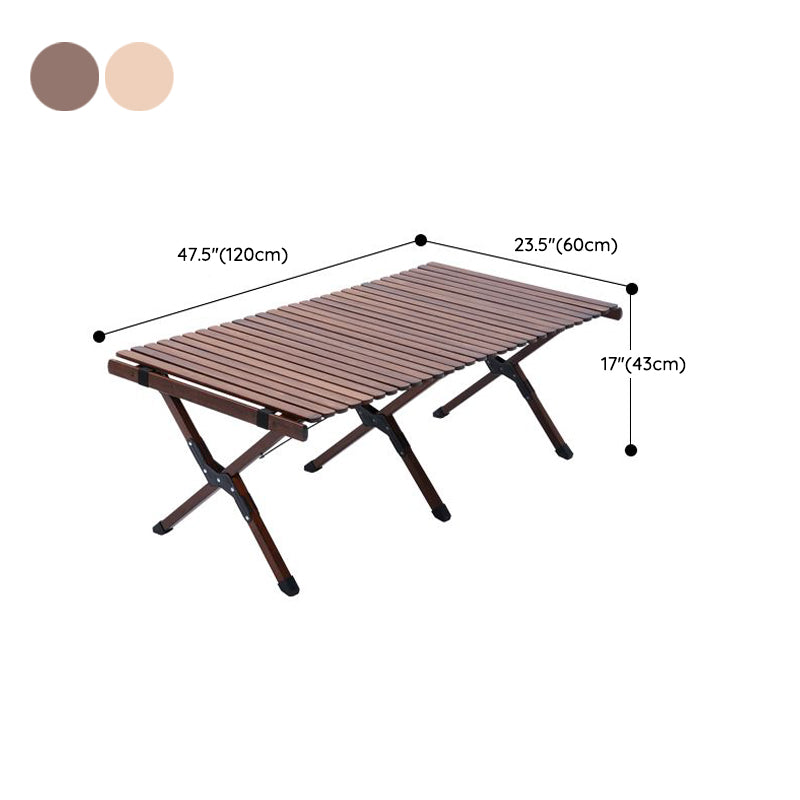 Industrial Patio Table Rectangle Wood Foldable Camping Table