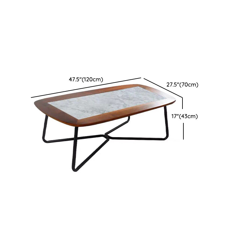 Contemporary Patio Table Stone Solid Wood Black Coffee Table