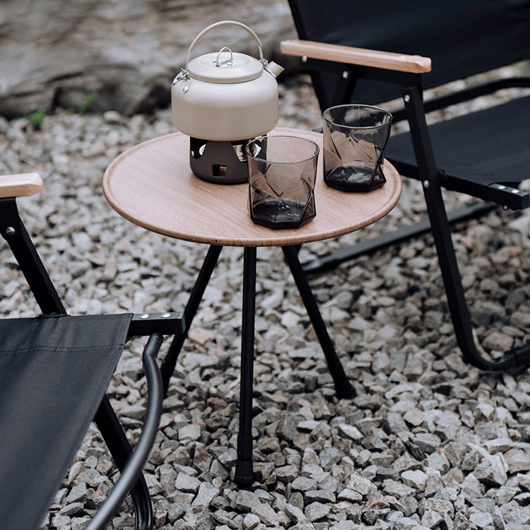 14" Wide Industrial Patio Table Round Aluminum Foldable Side Table