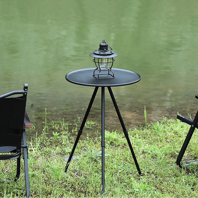 14" Wide Industrial Patio Table Round Aluminum Foldable Side Table