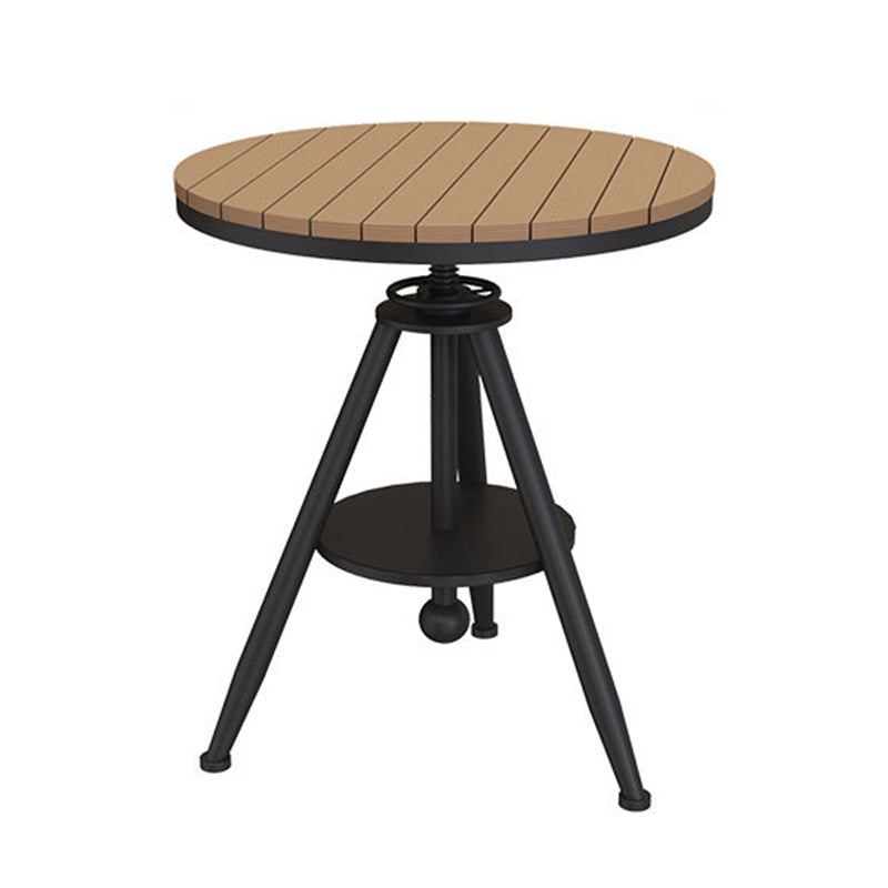 Contemporary Patio Table Lift Round Metal Brown Bistro Table