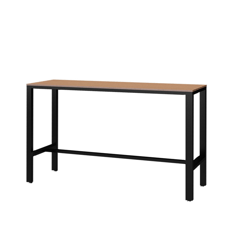 Metal and Wood Patio Table Brown Rectangle Industrial Bar Table
