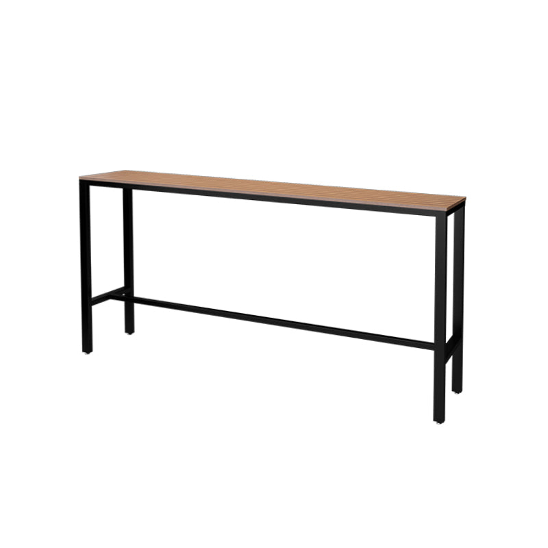 Metal and Wood Patio Table Brown Rectangle Industrial Bar Table