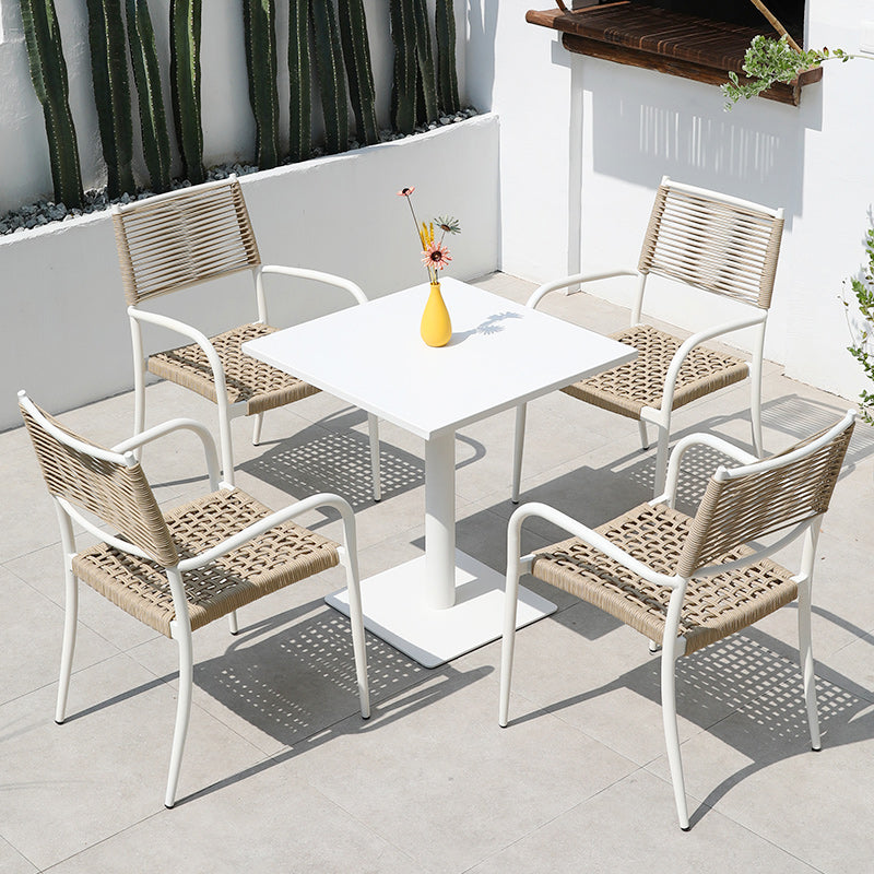 Contemporary Metal Bistro Table White Rust Resistant Bistro Table