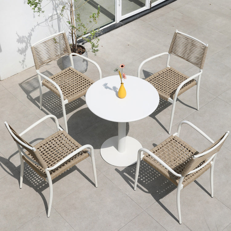 Contemporary Metal Bistro Table White Rust Resistant Bistro Table