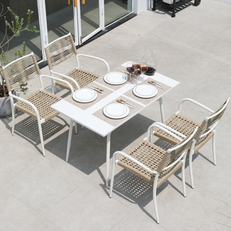 Contemporary Metal Bistro Table White Rust Resistant Bistro Table