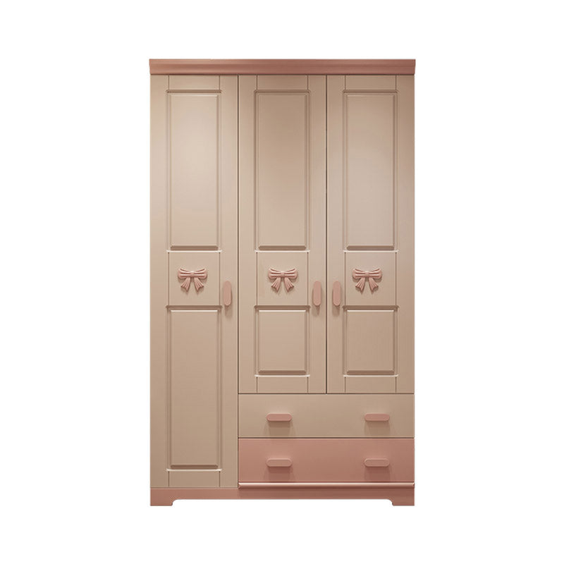 White Colour Solid Wood Wardrobe Cloth Rod Included Youth Armoire for Bedroom