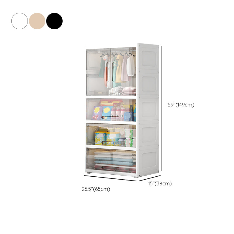 Contemporary Armoire Cabinet Plastic Hanging Clothes Rack for Home