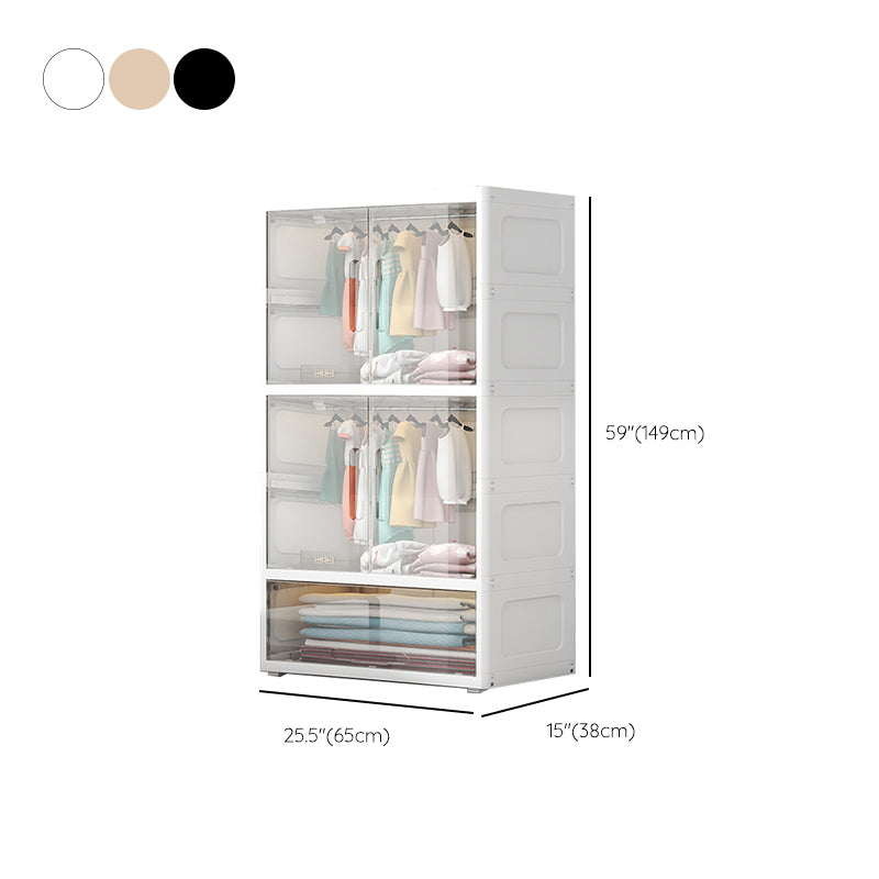 Contemporary Armoire Cabinet Plastic Hanging Clothes Rack for Home