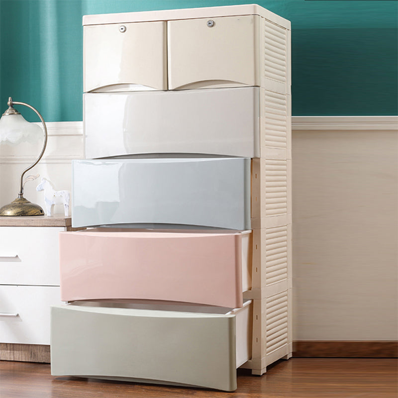 Modern Chest Nursery Dresser Plastic Kids Nightstand with 5/6 Drawers