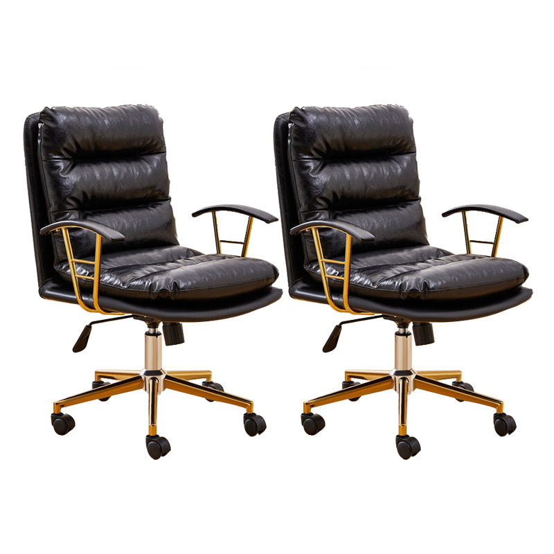 Modern Faux Leather Task Chair Fixed Arms Desk Chair for Office