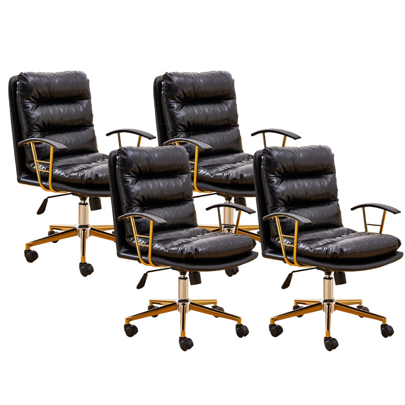 Modern Faux Leather Task Chair Fixed Arms Desk Chair for Office