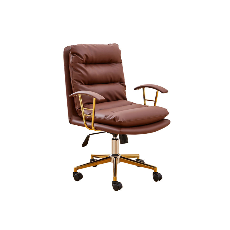 Modern Faux Leather Task Chair Fixed Arms Desk Chair for Office