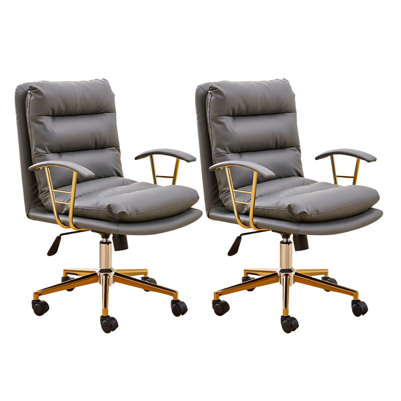 Modern Faux Leather Task Chair Fixed Arms Desk Chair for Office