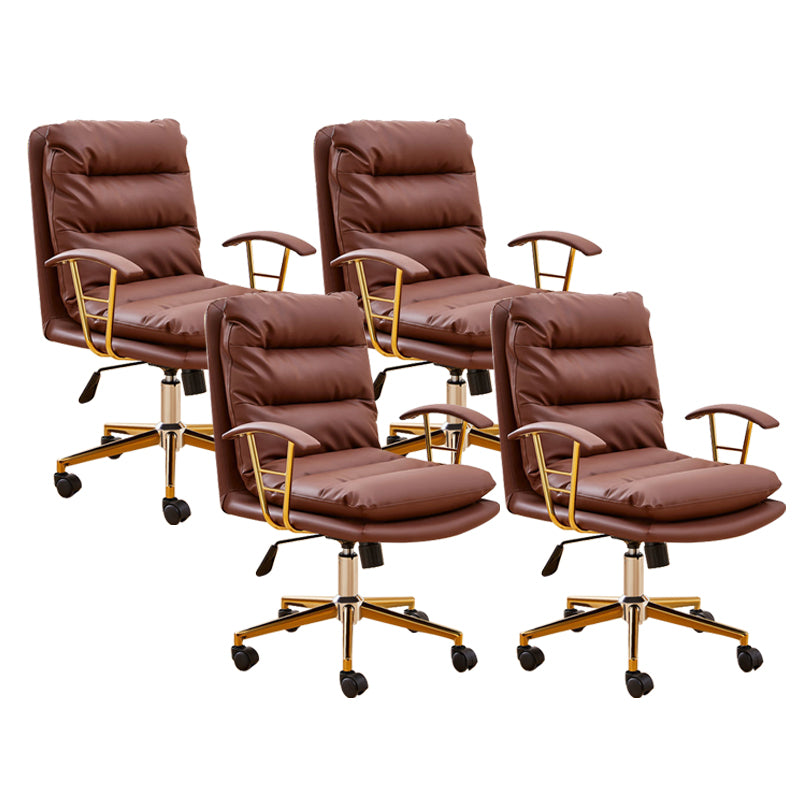 Modern Faux Leather Task Chair Fixed Arms Desk Chair for Office