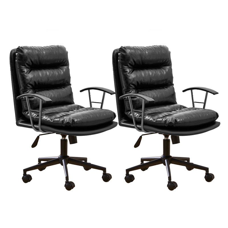 Modern Faux Leather Task Chair Fixed Arms Desk Chair for Office