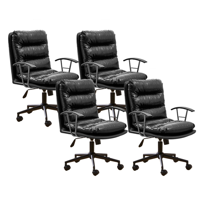 Modern Faux Leather Task Chair Fixed Arms Desk Chair for Office