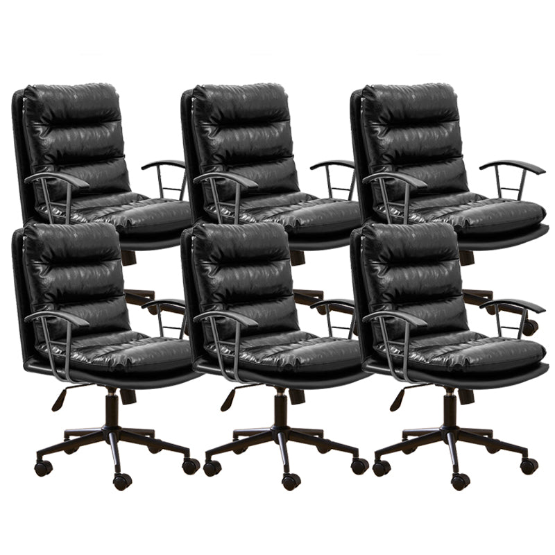 Modern Faux Leather Task Chair Fixed Arms Desk Chair for Office