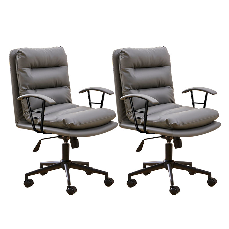 Modern Faux Leather Task Chair Fixed Arms Desk Chair for Office