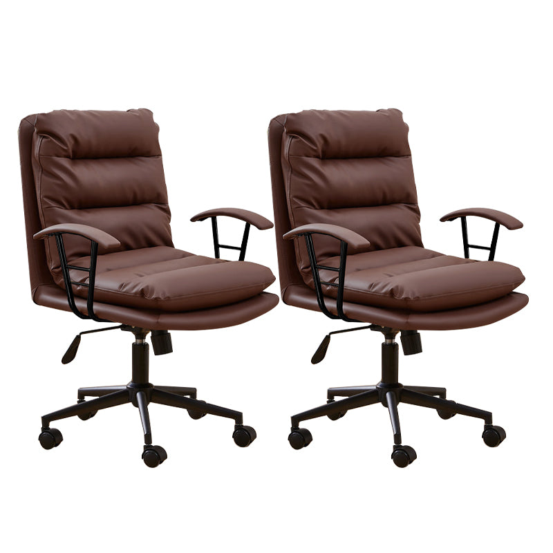 Modern Faux Leather Task Chair Fixed Arms Desk Chair for Office