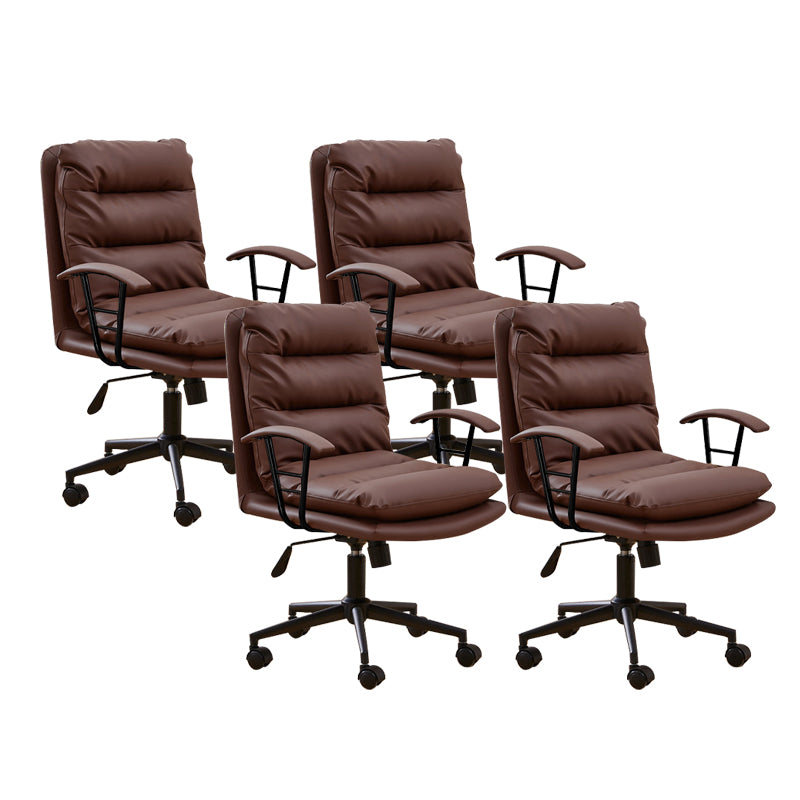 Modern Faux Leather Task Chair Fixed Arms Desk Chair for Office