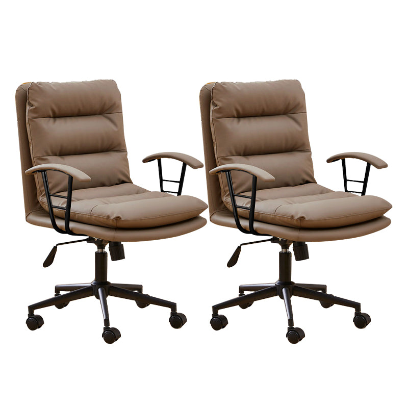 Modern Faux Leather Task Chair Fixed Arms Desk Chair for Office