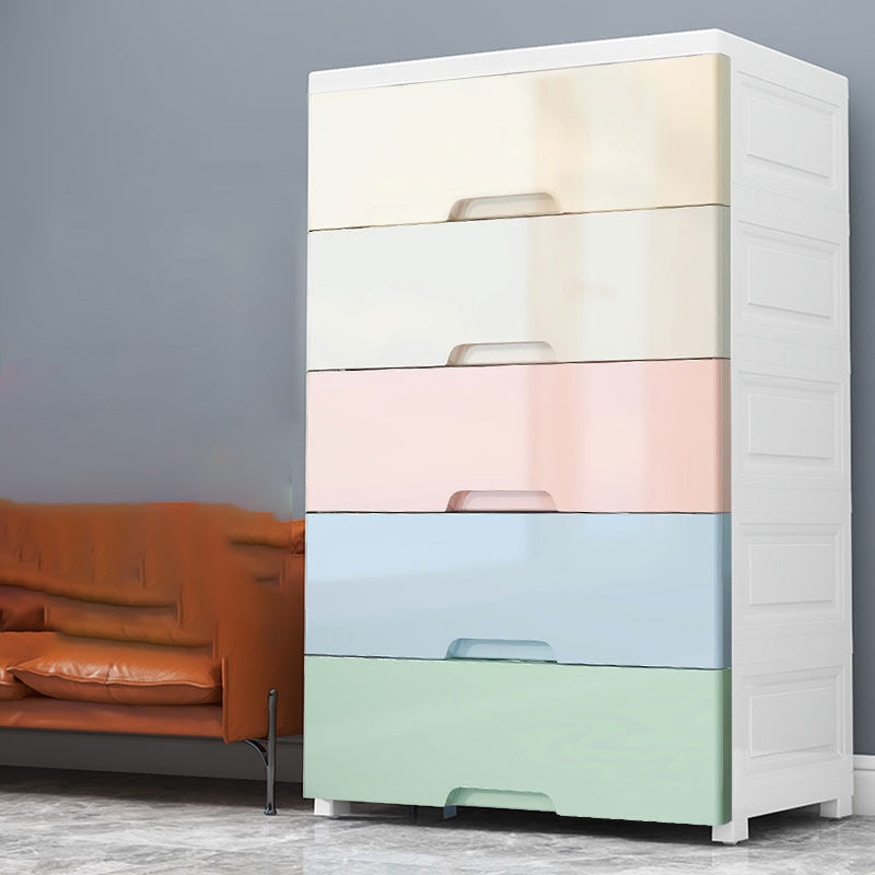 Contemporary Vertical Kids Dresser Set Plastic Kids Nightstand for Bathroom