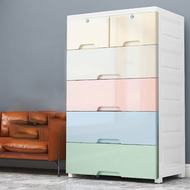 Contemporary Vertical Kids Dresser Set Plastic Kids Nightstand for Bathroom