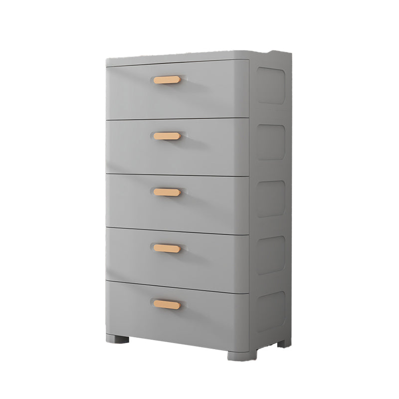 Contemporary Kids Nightstand Plastic Nursery Dresser with 5 Drawers