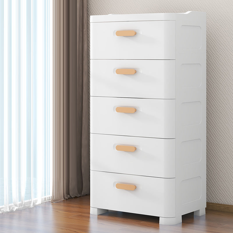 Contemporary Kids Nightstand Plastic Nursery Dresser with 5 Drawers