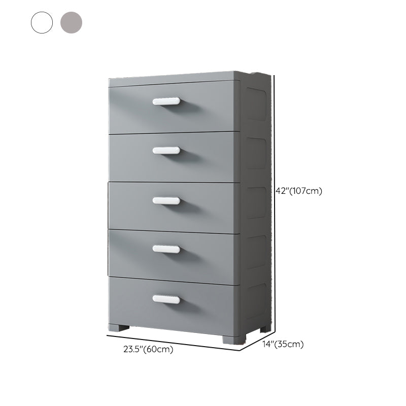 Contemporary Kids Nightstand Plastic Nursery Dresser with 5 Drawers