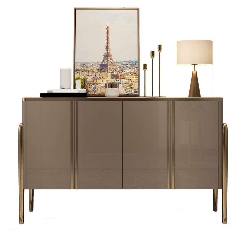 Marble Credenza Contemporary Style Server with Cabinets and Drawers