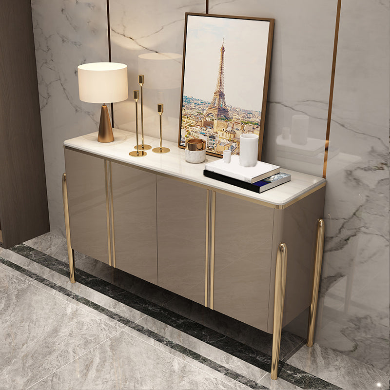 Marble Credenza Contemporary Style Server with Cabinets and Drawers