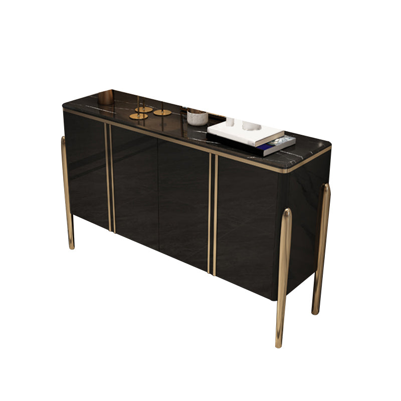 Marble Credenza Contemporary Style Server with Cabinets and Drawers