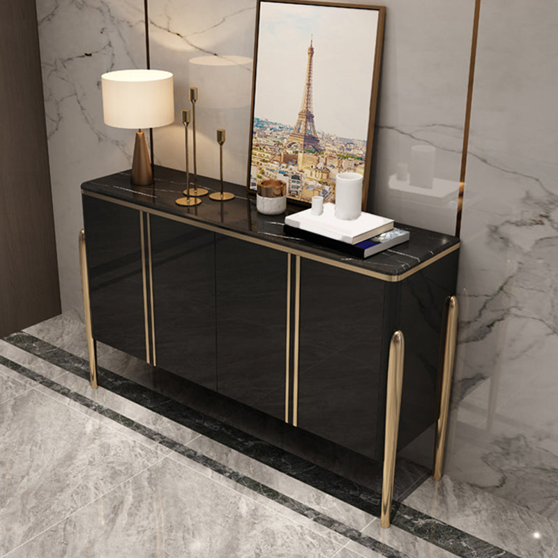 Marble Credenza Contemporary Style Server with Cabinets and Drawers