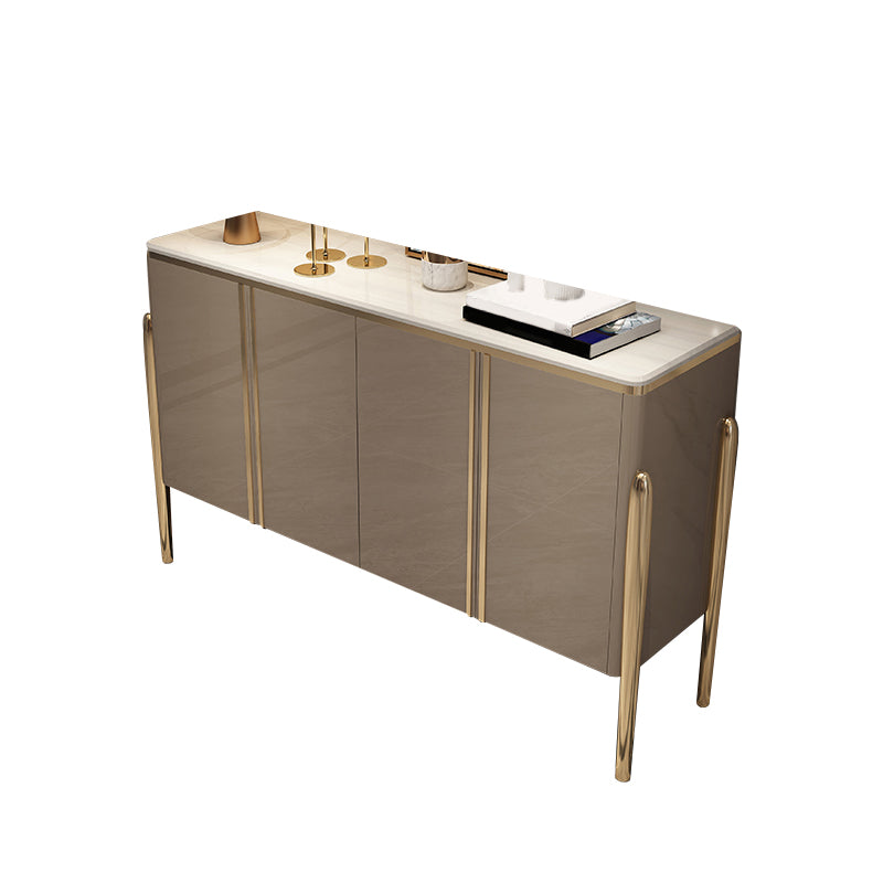 Marble Credenza Contemporary Style Server with Cabinets and Drawers