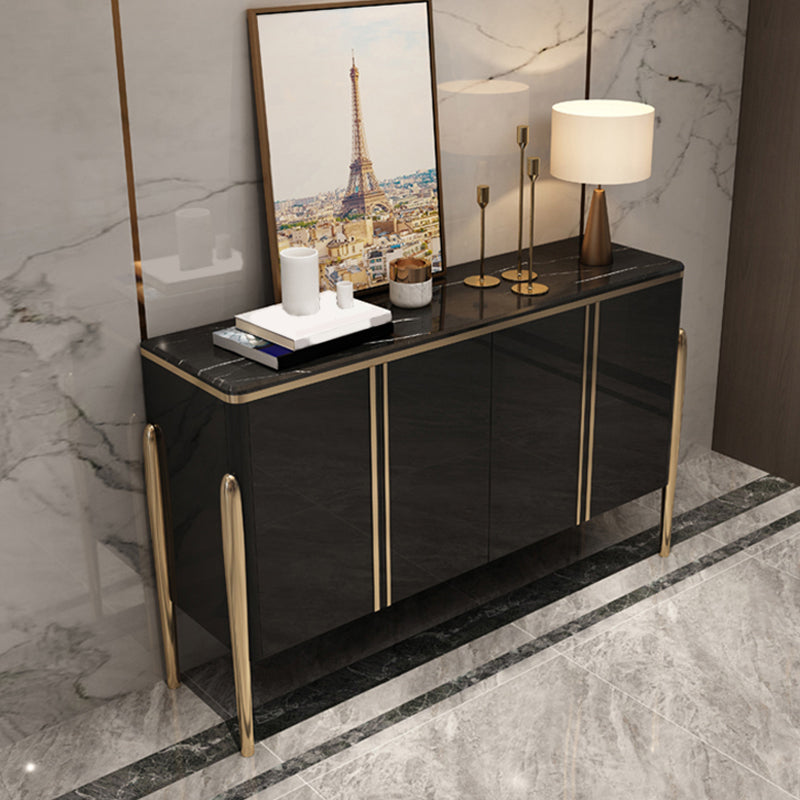 Marble Credenza Contemporary Style Server with Cabinets and Drawers