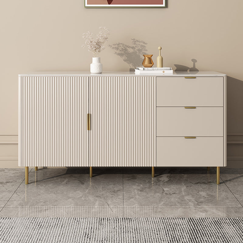 Glam Style Buffet Table Stone Buffet Credenza with Drawers and Cabinets