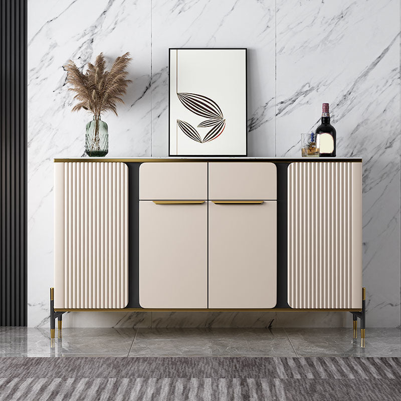 Glam Credenza Stone Buffet Sideboard with Drawers and Cabinets