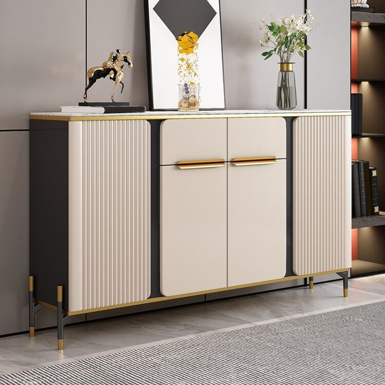 Glam Credenza Stone Buffet Sideboard with Drawers and Cabinets