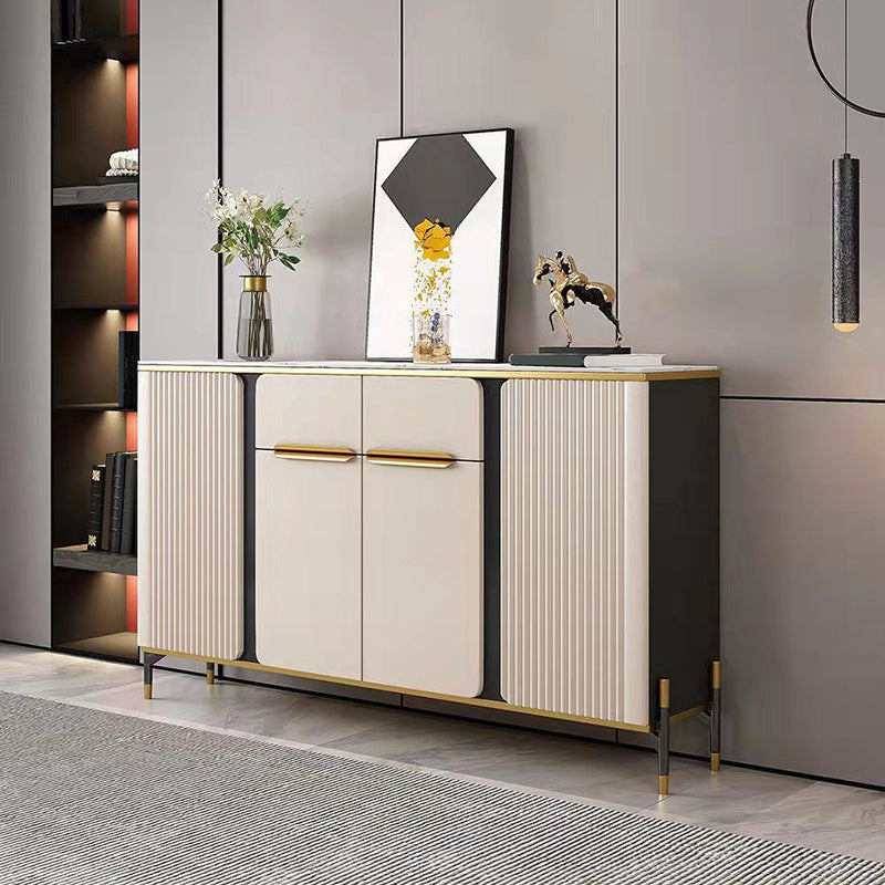 Glam Credenza Stone Buffet Sideboard with Drawers and Cabinets