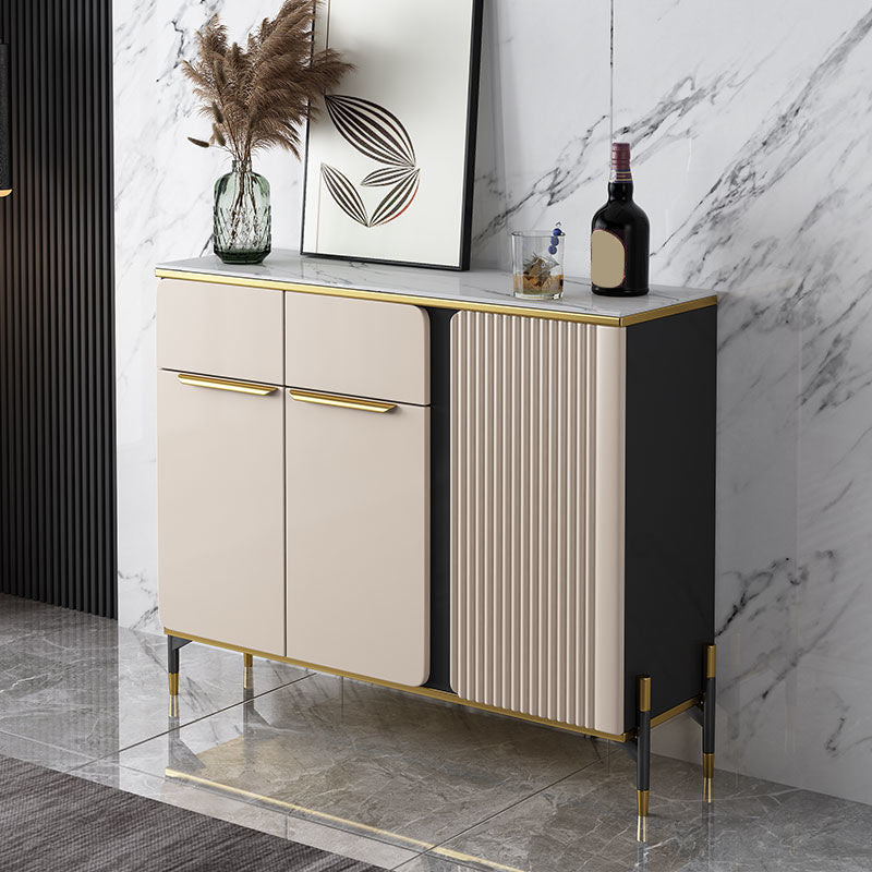 Glam Credenza Stone Buffet Sideboard with Drawers and Cabinets