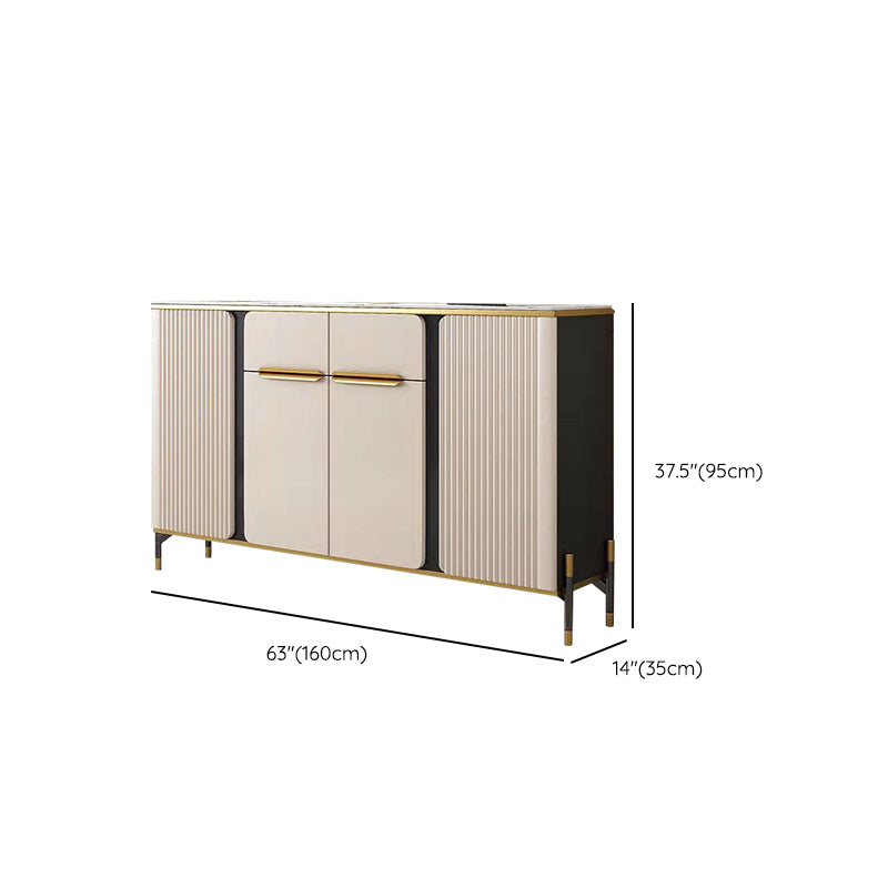 Glam Credenza Stone Buffet Sideboard with Drawers and Cabinets