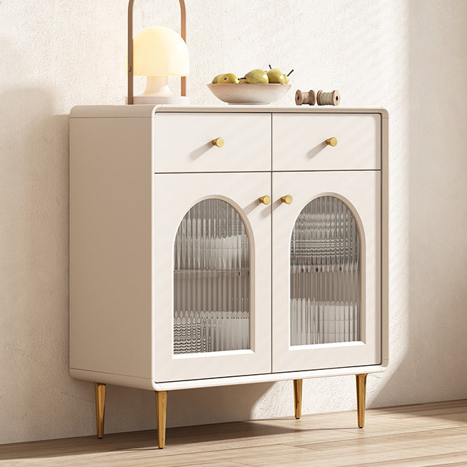 Modern Style Sideboard Glass Doors Wood Side Board with Drawers and Cabinets