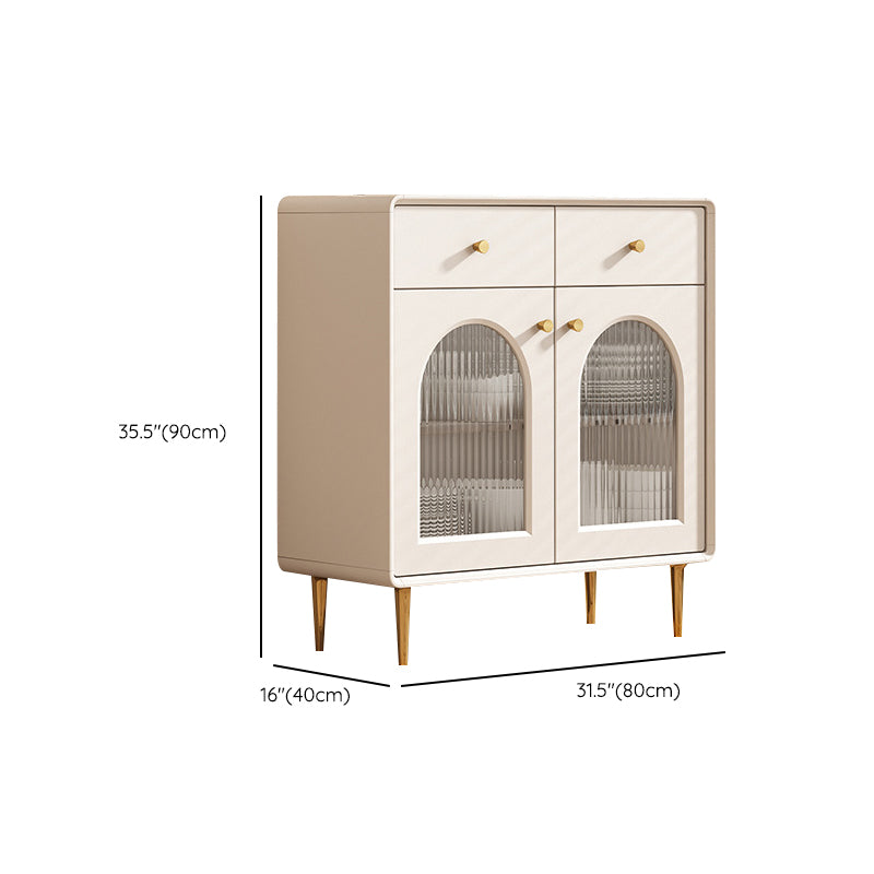 Modern Style Sideboard Glass Doors Wood Side Board with Drawers and Cabinets