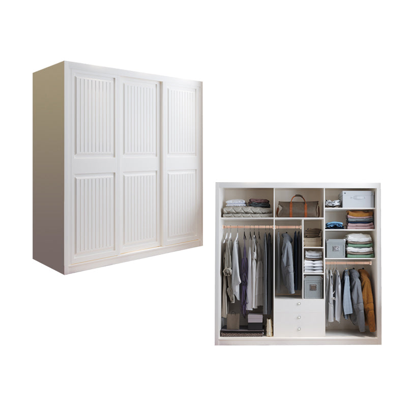 Contemporary Wardrobe Armoire with Garment Rod Wood Wardrobe Closet