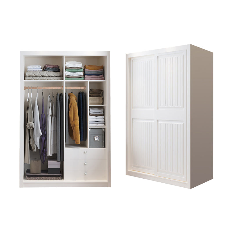 Contemporary Wardrobe Armoire with Garment Rod Wood Wardrobe Closet