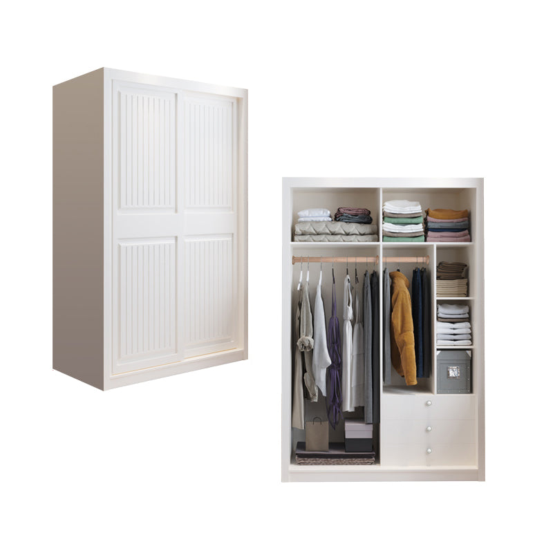 Contemporary Wardrobe Armoire with Garment Rod Wood Wardrobe Closet